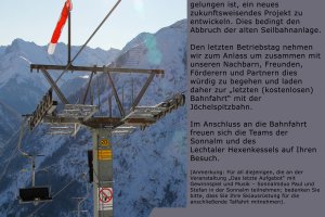 Letzte Fahrt Jöchelspitzbahn Letzte Fahrt Jöchelspitzbahn